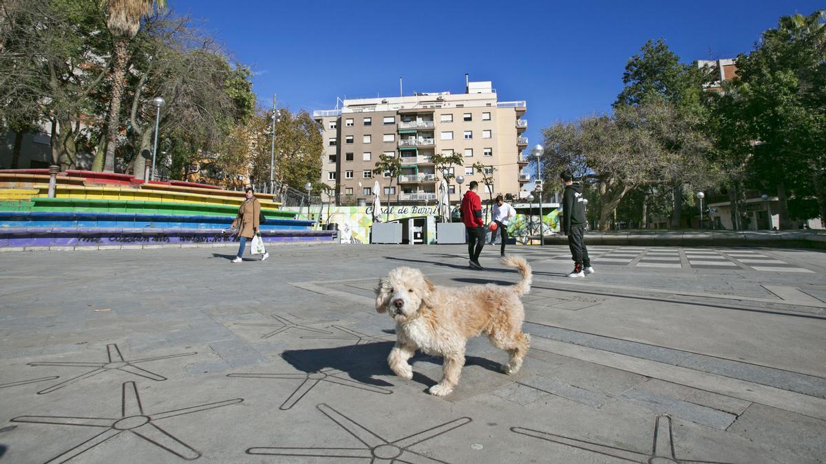 Plaza de Ángel Pestaña en el Barri de la Prosperitat, donde antiguamente había barracas.