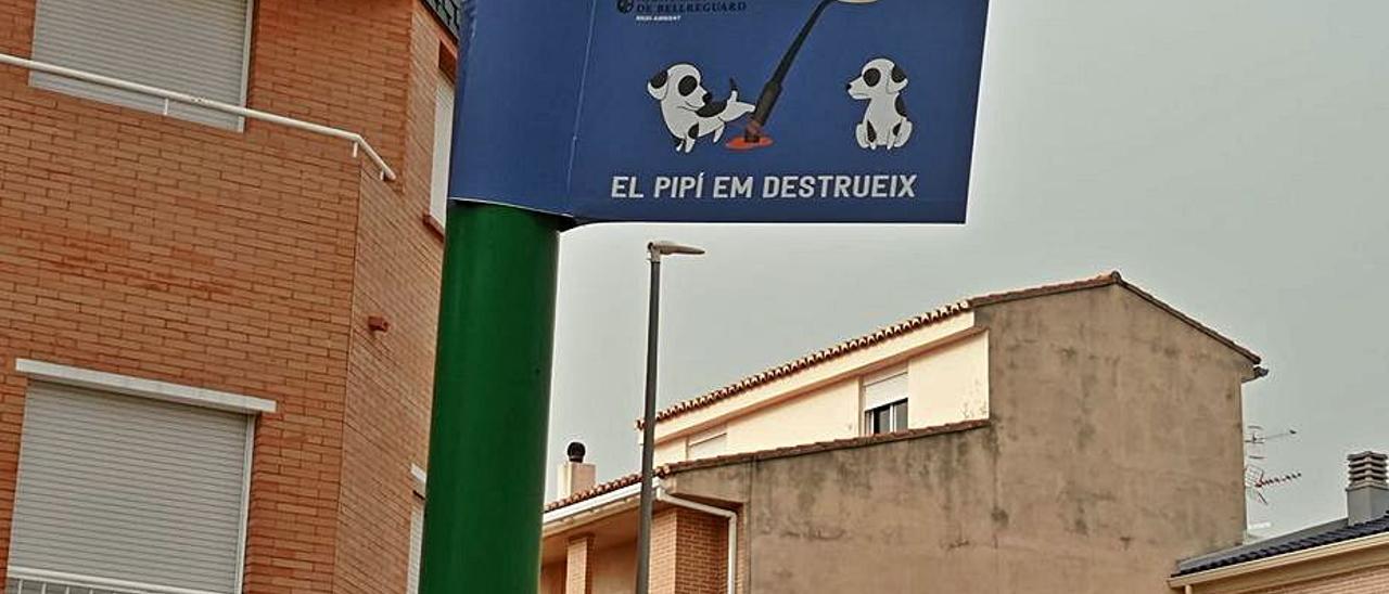 Cartel de la campaña en una farola de Bellreguard. | LEVANTE-EMV