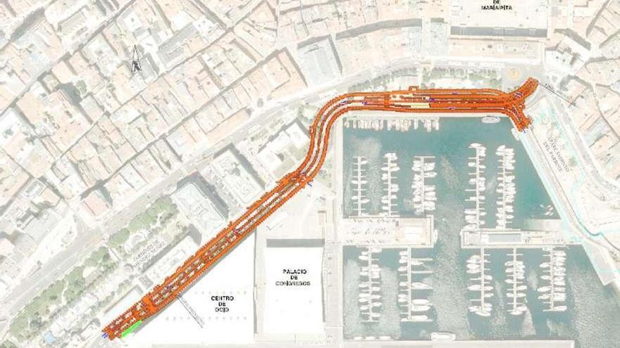 Trazado del tramo del túnel que se ejecutará entre Puerta Real y Palexco en Alférez Provisional. / la opinión