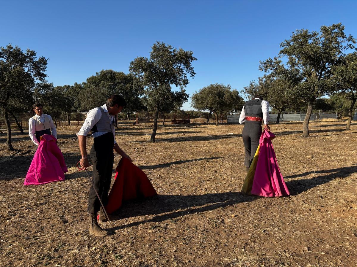 GALERÍA | Alumnos de la Escuela Taurina de Navas del Rey participan en una retienta en la ganadería Toros Villalpando