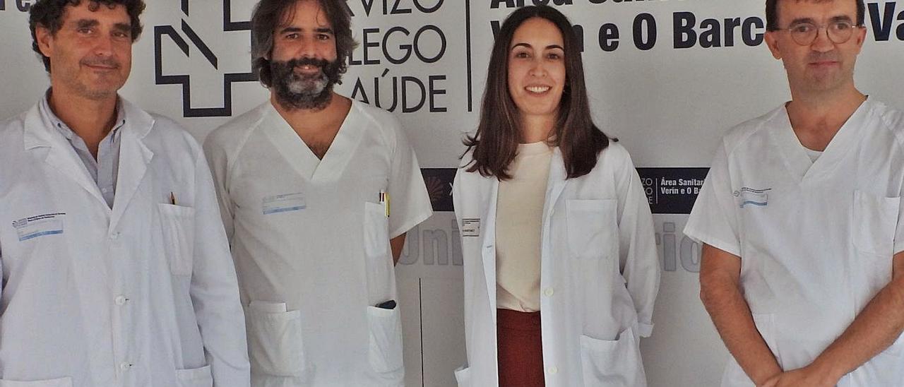Eloy Sánchez, Pablo Vega, Sara Zarrasquiños y Joaquín Cubiella, investigadores del CHUO. | // FDV