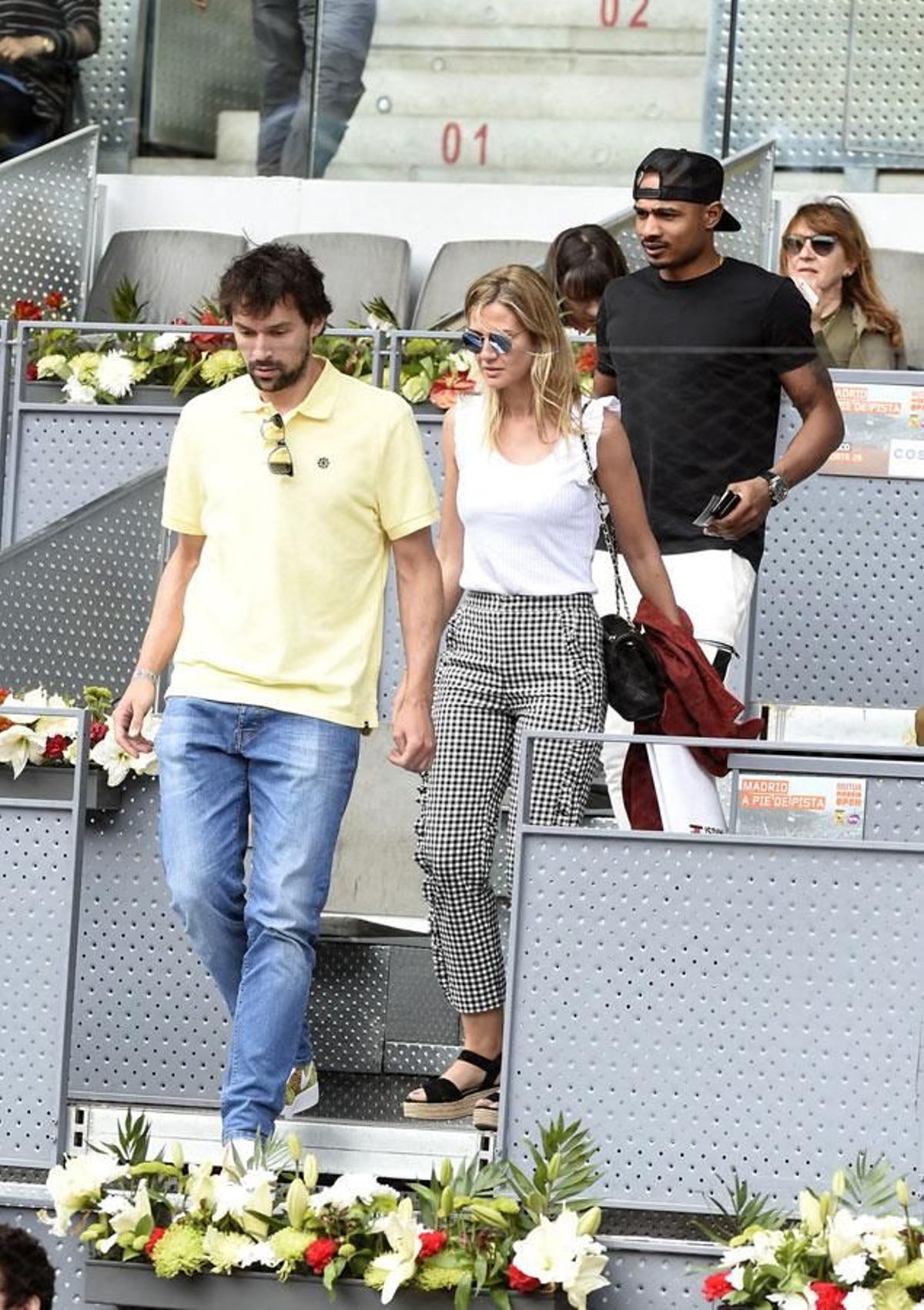 Dontaye Draper, Sergio Llull y Almudena Cánovas en el Mutua Madrid Open 2017