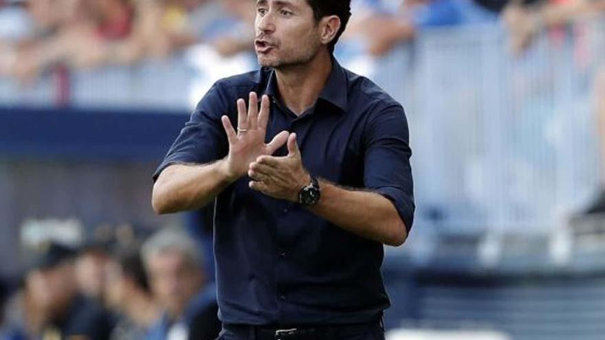 Víctor, durante el partido ante la UD Almería.