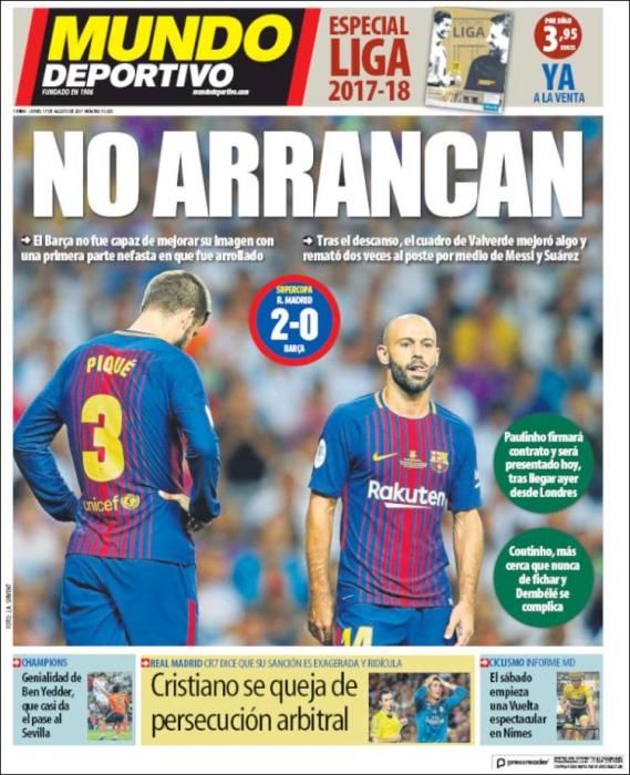 Portadas deportivas de este jueves 17 de agosto