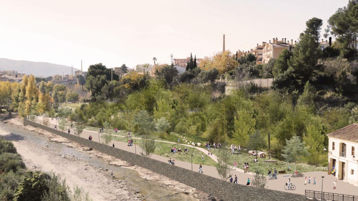 Proyección del futuro parque inundable en el barrio de la Cantereria de Ontinyent.