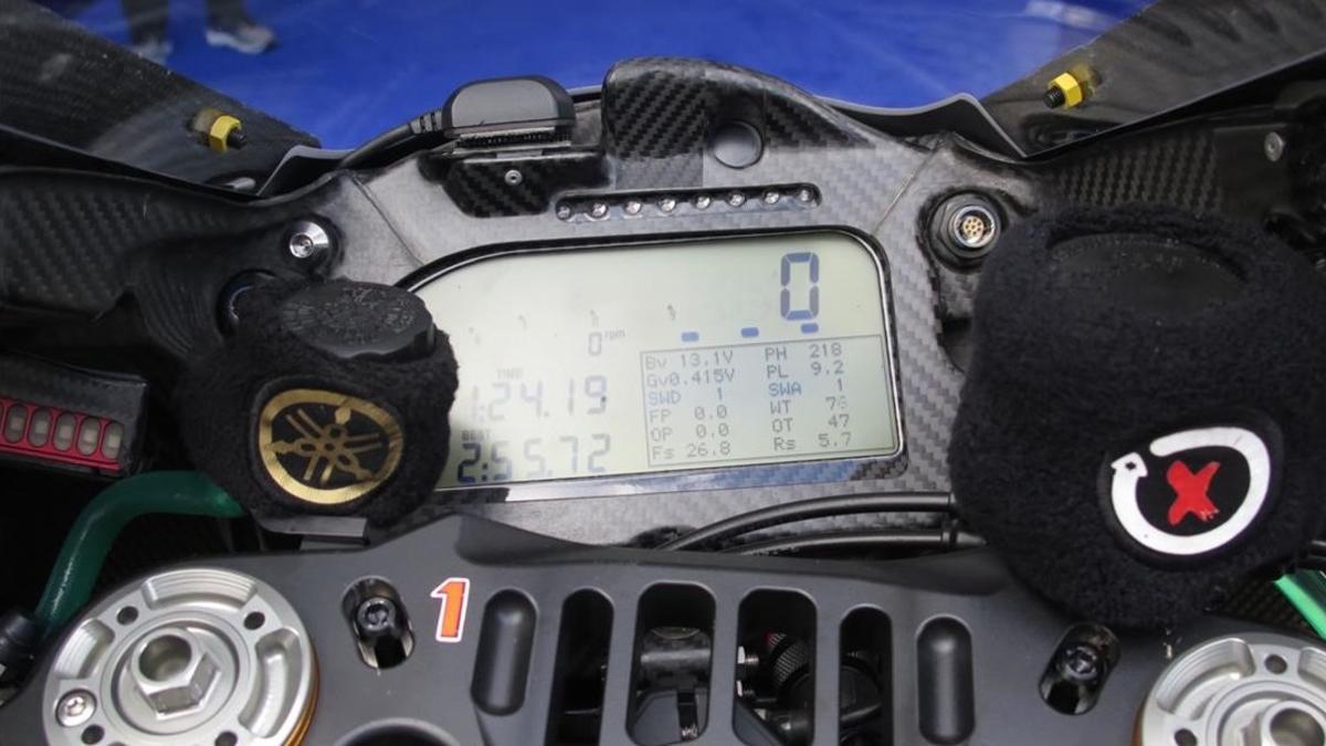 Cuadro de mandos ('display') de la Yamaha de Jorge Lorenzo.