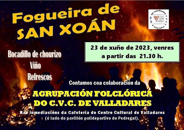 Cartel de la fiesta de San Juan 2023 en Valladares.