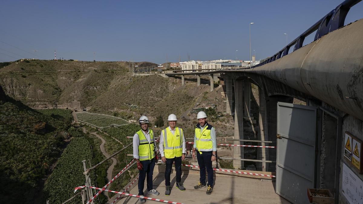 Última visita a las obras de reparación del viaducto del Guiniguada.