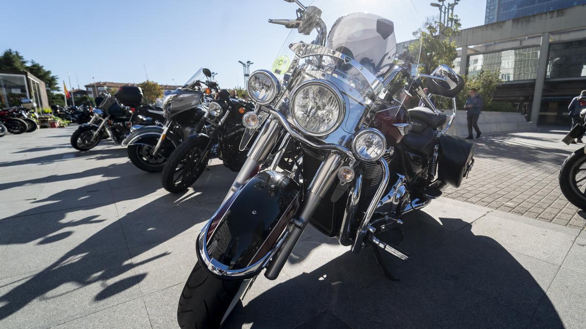 Harley-Motorräder bei einem Treffen in Madrid.