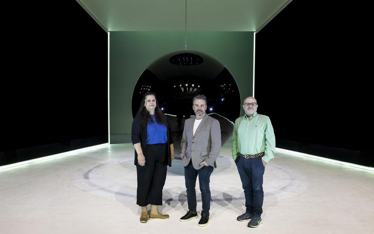 Jesús Iglesias con James Gaffigan y Tamara Heimbrock en la presentación de "Salome" en Les Arts.