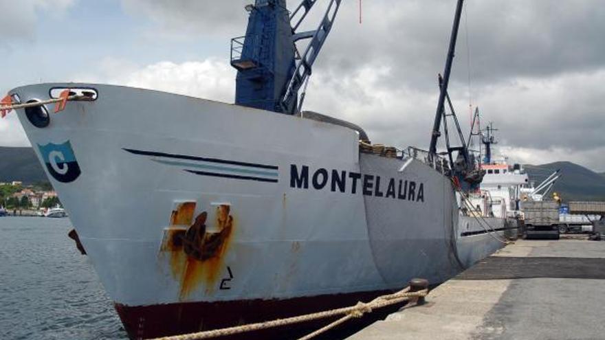 El mercante &quot;Montelaura&quot;, durante una parada en el puerto de A Pobra. / Iñaki Abella