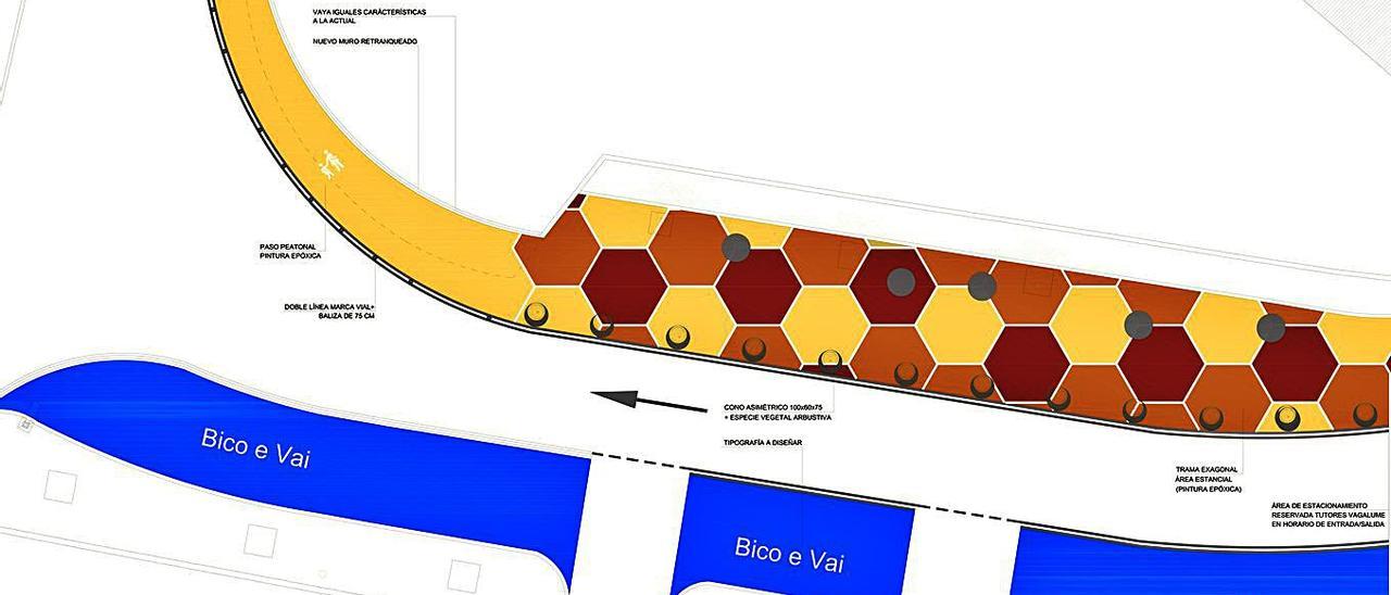 Uno de los planos diseñados para los caminos seguros a los colegios vilagarcianos.