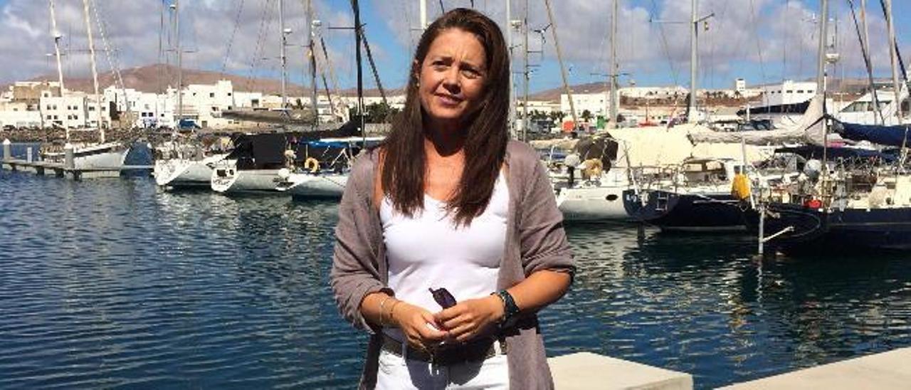 Alexia de Grecia, ayer, en del puerto deportivo Marina Lanzarote, en Arrecife.
