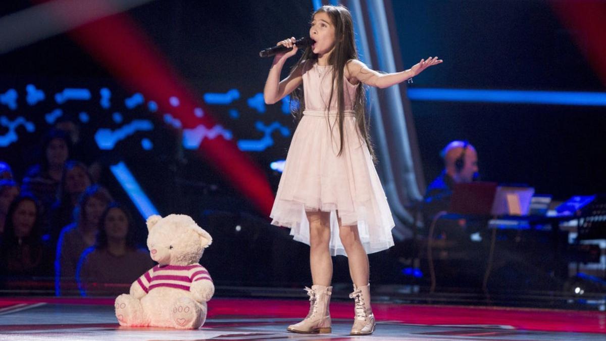 Melani, representante de España en Eurovisión Junior 2019, en el escenario de 'La voz kids' en Antena 3