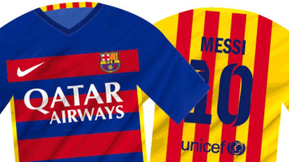 La camiseta con rayas horizontales del Barça 2015-16.