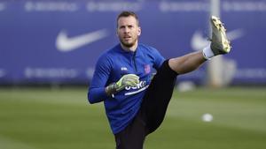 Norberto Murara, Neto, en un entrenamiento en la ciudad deportiva.