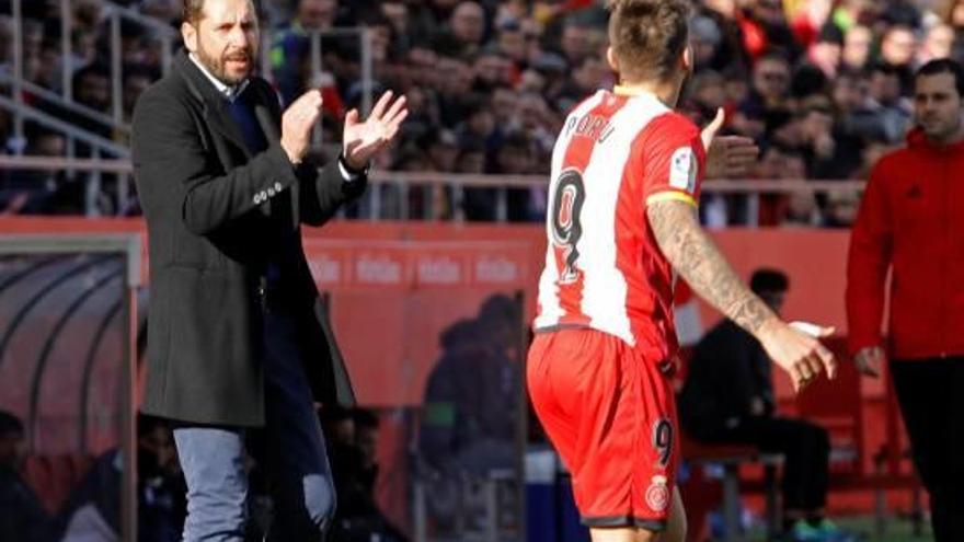 Machín, donant instruccions a Portu en el partit contra el Getafe de diumenge passat.