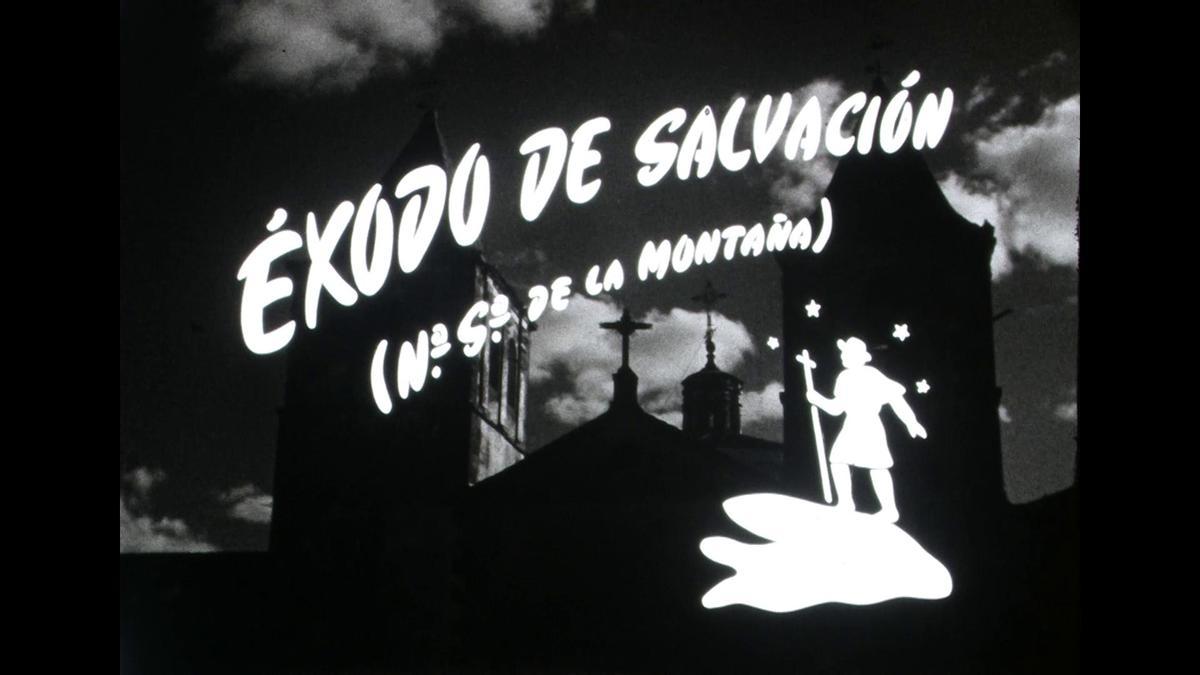 Descarte de ‘Éxodo de Salvación’ (Manuel Pérez-Sala, 1954), con rótulo del título.