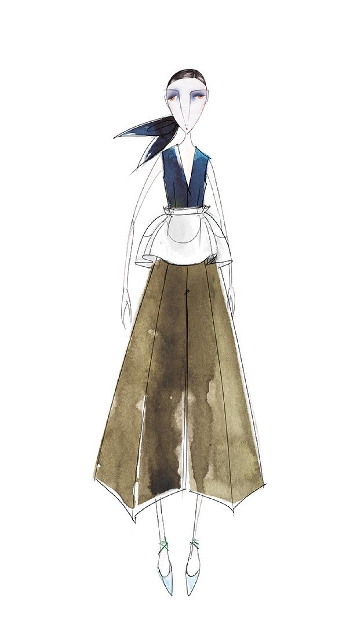 Boceto de Delpozo para su colección cápsula para Stylebop.com