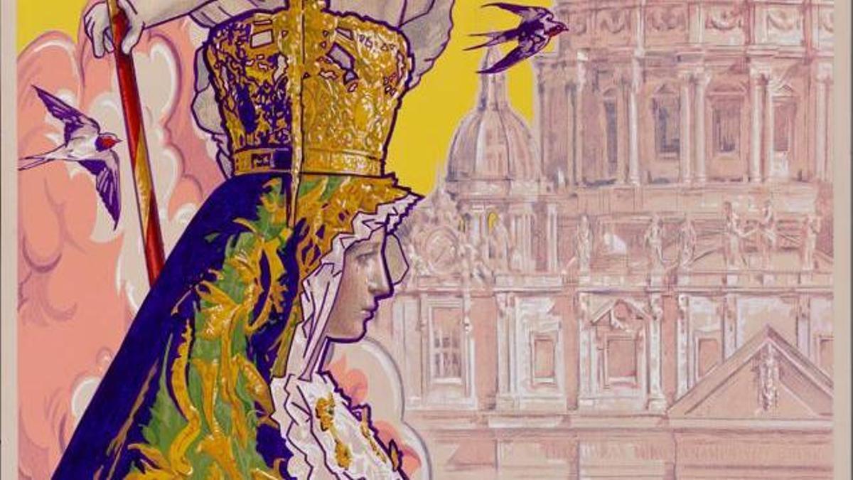 Cartel de la presencia de la Virgen de la Esperanza en Roma, de Naranjo Beltrán.