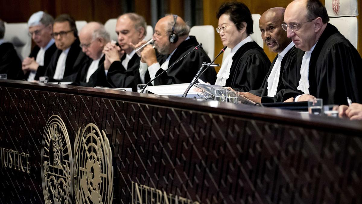 Los jueces del Corte Internacional de Justicia, en La Haya, 10/12/2019