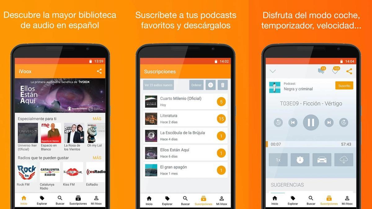 La aplicación de podcasts Ivoox.