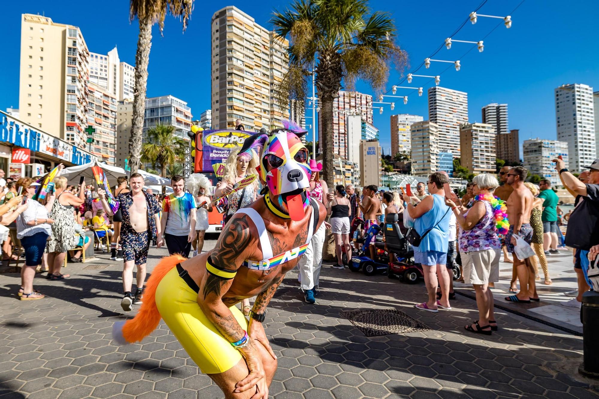 Cientos de personas festejan el Benidorm Pride con un multitudinario desfile y una fiesta en l'Aigüera