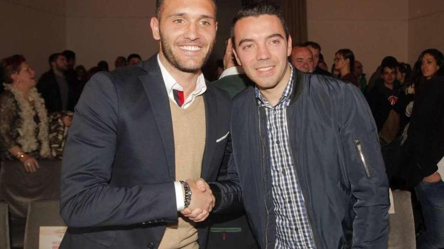 Lucas Pérez e Iago Aspas, en un reciente encuentro en Santiago. // Xoán Alvarez