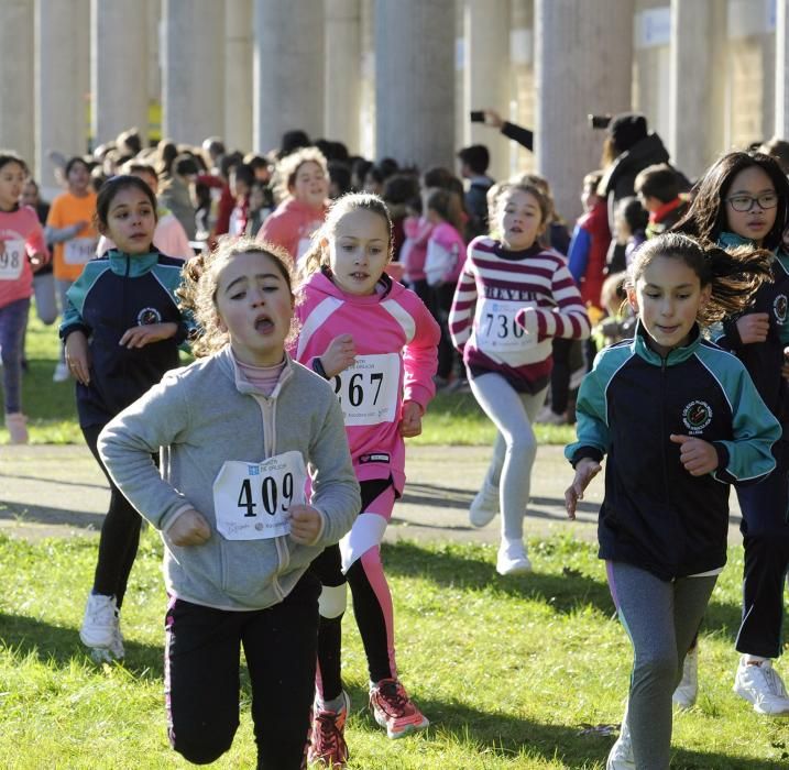 Las niñas y niños participantes, durante la carrera.