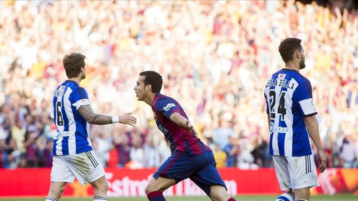 Pedro celebra su gol