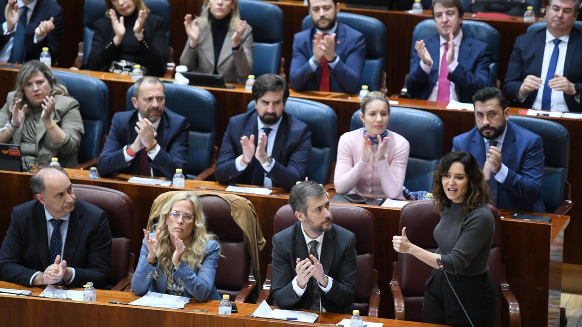 Isabel Díaz Ayuso, presidenta de la Comunidad de Madrid en el Pleno de la Asamblea.