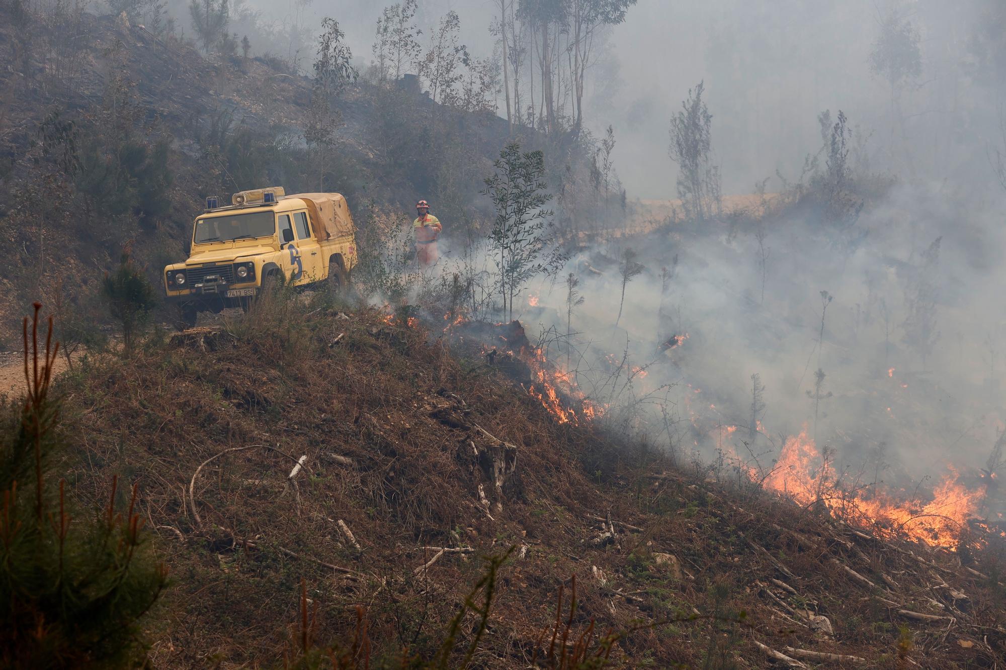 Dura lucha contra los incendios de Tineo y Valdés