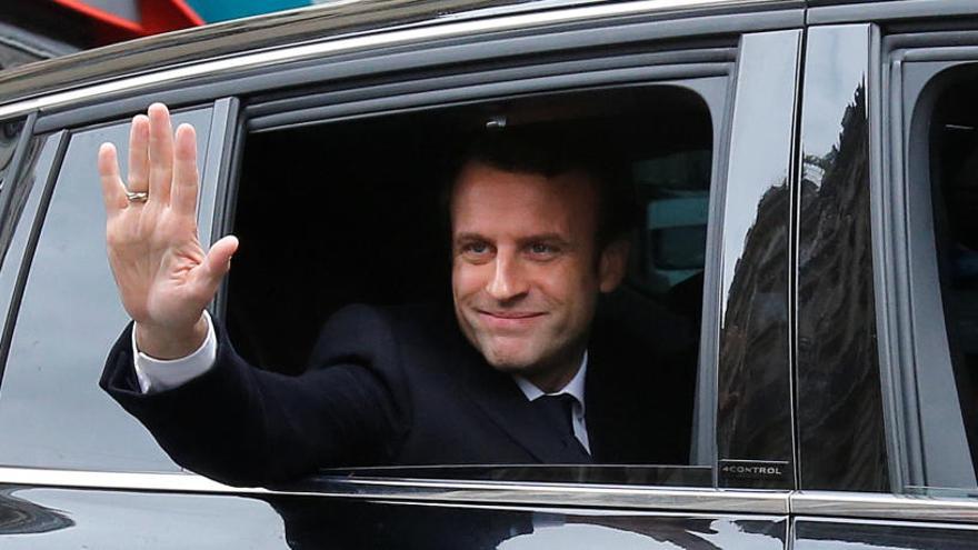 El candidat d´En Marxa, Emmanuel Macron, avui a París