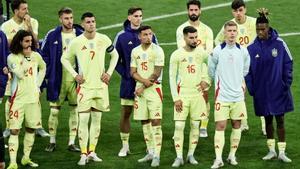 Los jugadores de la selección española tras la disputa de la final de la UEFA Nations League 2025 frente a Portugal en el Allianz Arena de Múnich