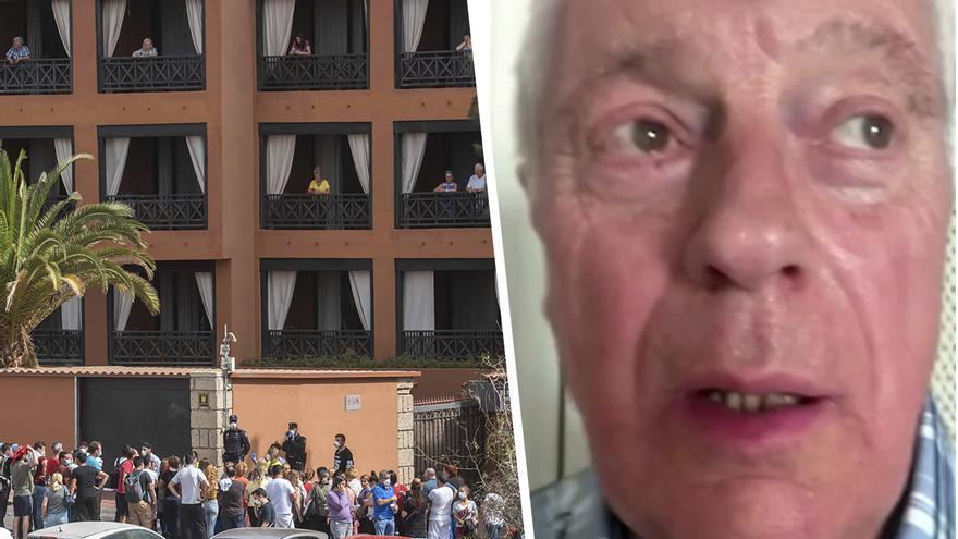 Habla un turista confinado en el hotel de Tenerife: "hay 60 trabajadores en la puerta con mascarillas"