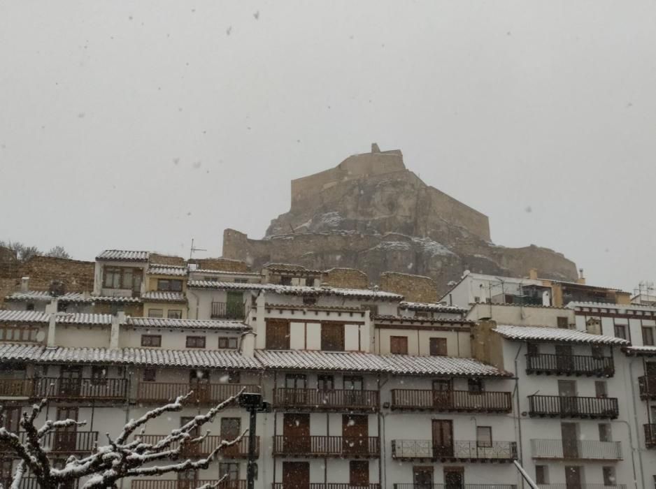 Castillo de Morella nevado.