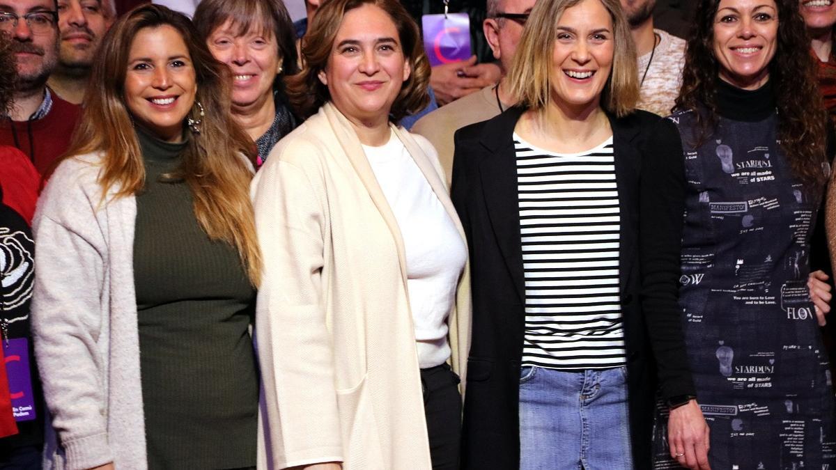 Candela López, Ada Colau y Jéssica Albiach, en un acto de Catalunya en Comú