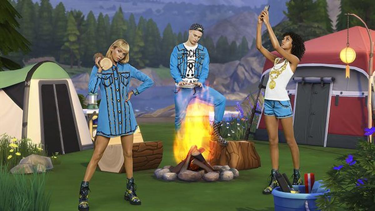 Vestidos, shorts y camiseta de la colección de Moschino y Los Sims