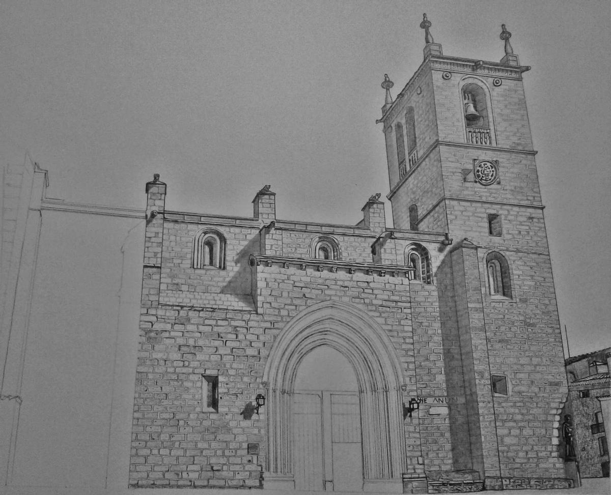 Concatedral de Santa María de Cáceres en el pasado.