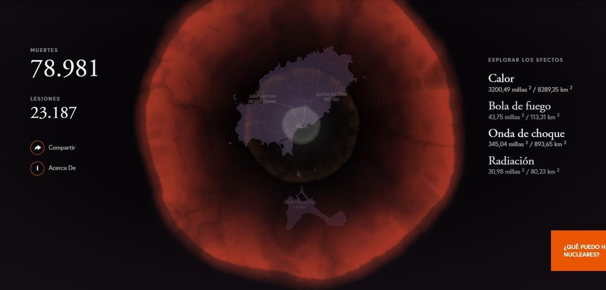 Efectos de la bomba del Zar en Ibiza