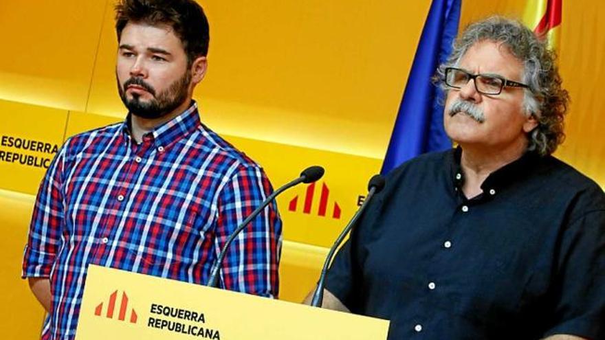 Els diputats Rufián i Tardà, ahir en roda de premsa