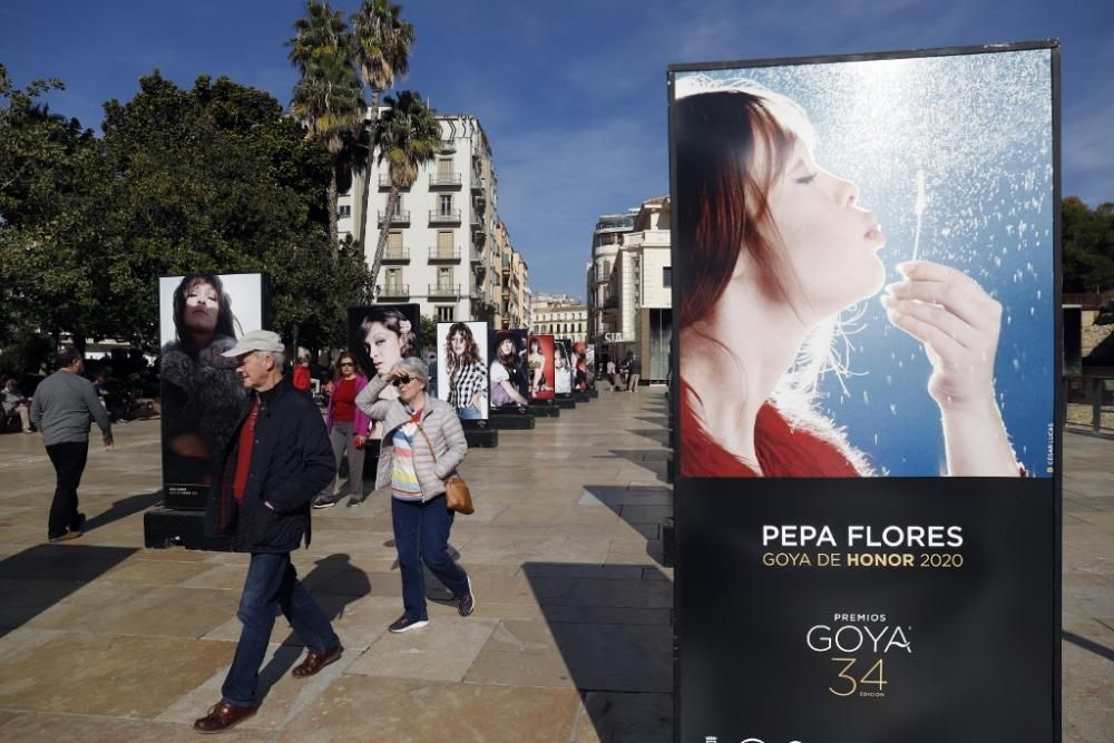 Exposición sobre Pepa Flores en la calle Alcazabilla.