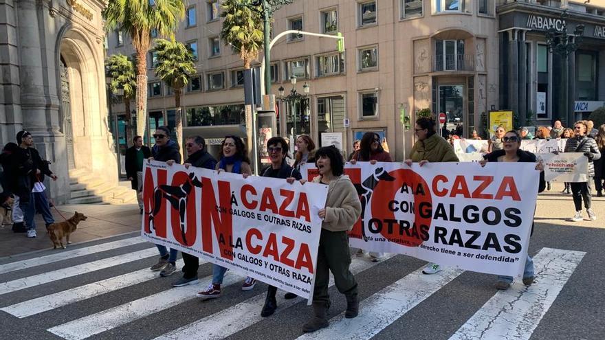 &quot;Perros de casa, no de caza&quot;, concurrida manifestación en Vigo para modificar la ley de bienestar animal