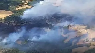 Incendi a Pinell de Solsonès: 27 dotacions dels Bombers treballen en un foc que crema camps