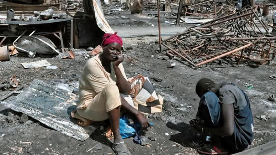 Foto del ataque de grupos armados en Malakal (Sudán del Sur).