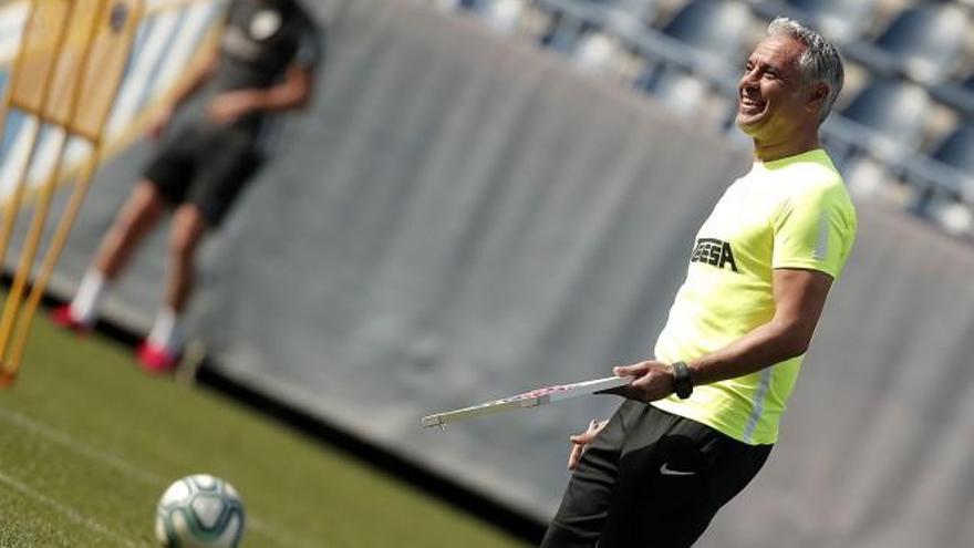 Pellicer, durante un entrenamiento del Málaga