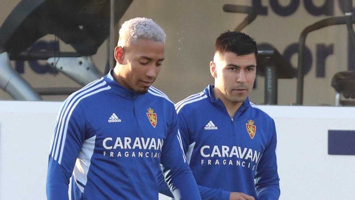 Quinteros, junto a Alarcón en un entrenamiento en la Ciudad Deportiva.