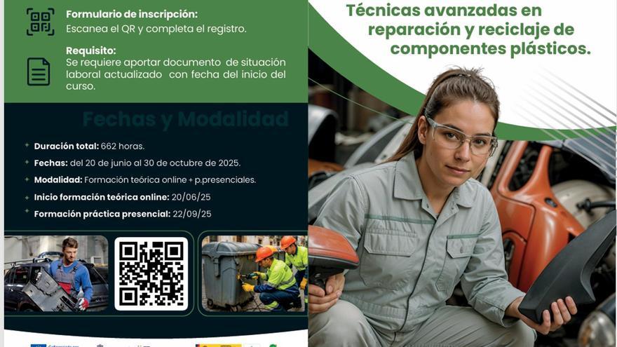 Innovador programa formativo gratuito con compromiso de empleo en Reciclaje y Reutilización de componentes plásticos