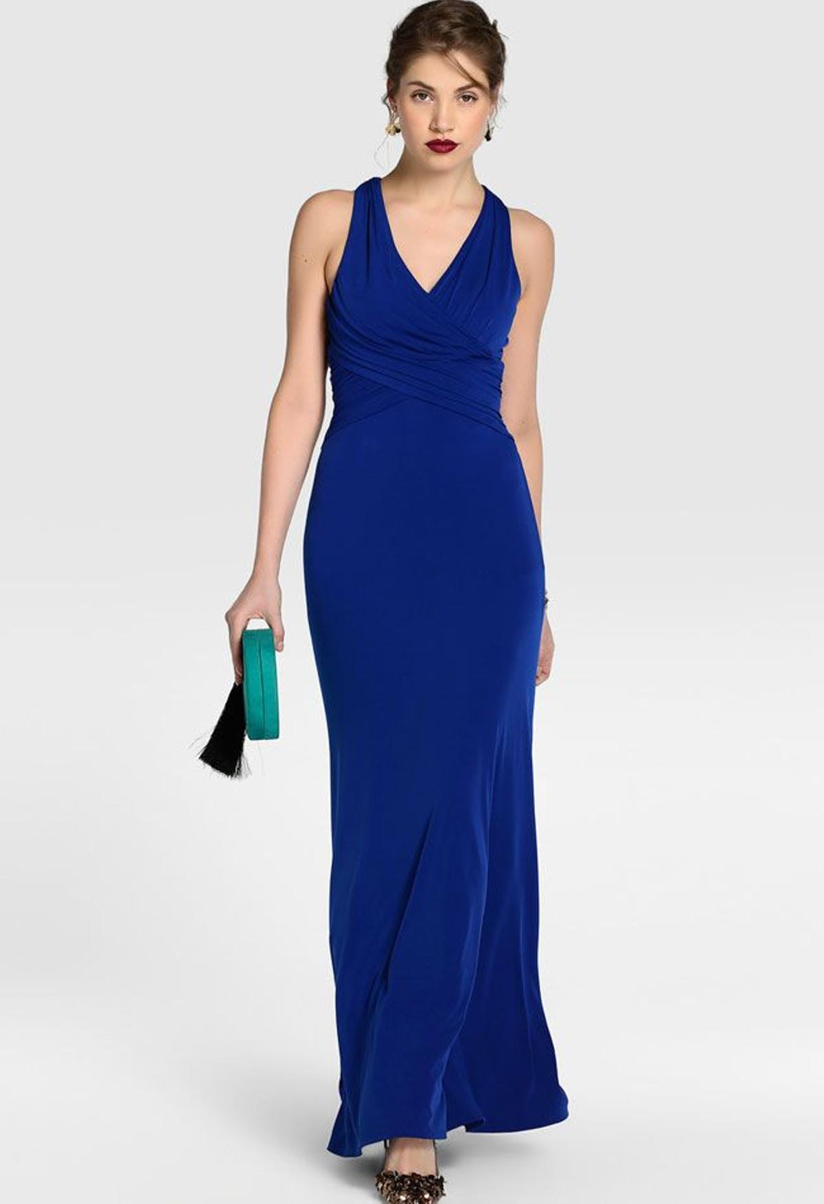 Vera Wang for Tintoretto: vestido escote uve azul