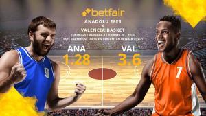 Anadolu Efes vs. Valencia Basket: horario, TV, estadísticas, clasificación y pronósticos de la Euroliga